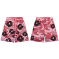 Denim Tears Pink Camo Mesh Basketball Shorts With All Over Black Flower Wreath Print
