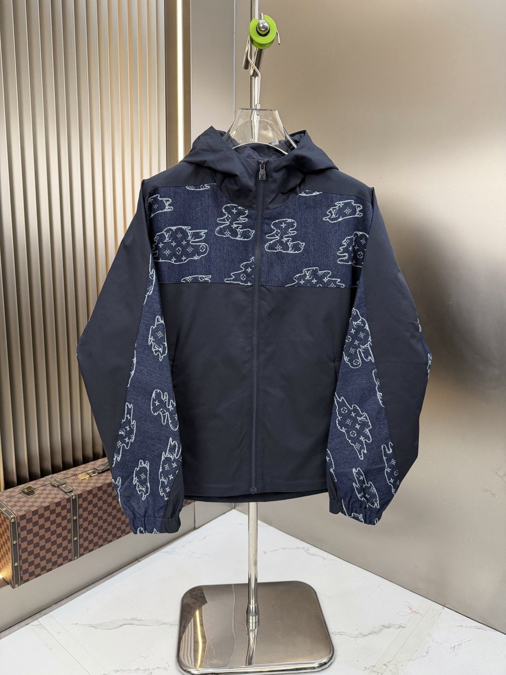 LV Hooded Cloud-Panel Zip Jacket