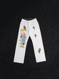 Chrome Hearts White Cross Applique Graphic Jeans