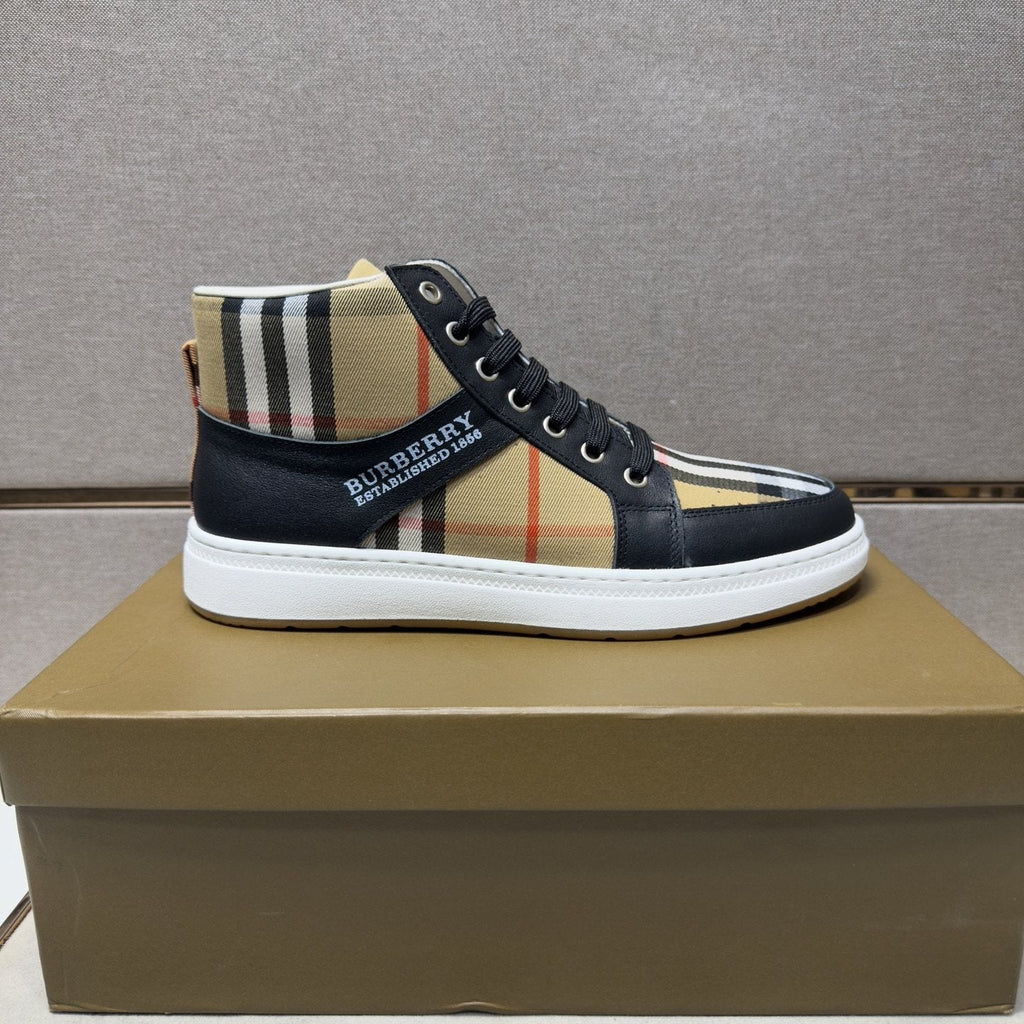 Burberry Men's Plaid High-Top Sneakers